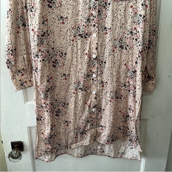 Mystree Boho Pink Floral Longline Button Down Long Sleeve Shirt Top - Picture 3 of 8